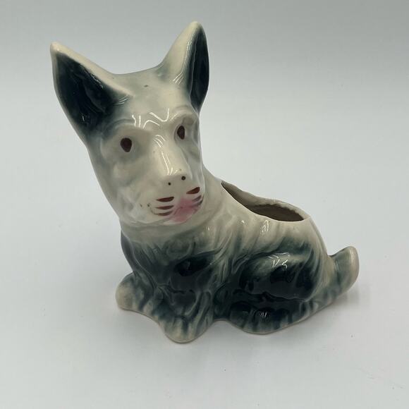 Vintage Ceramic Scottie Scottish Terrier Dog Planter Made In Japan - Picture 1 of 7